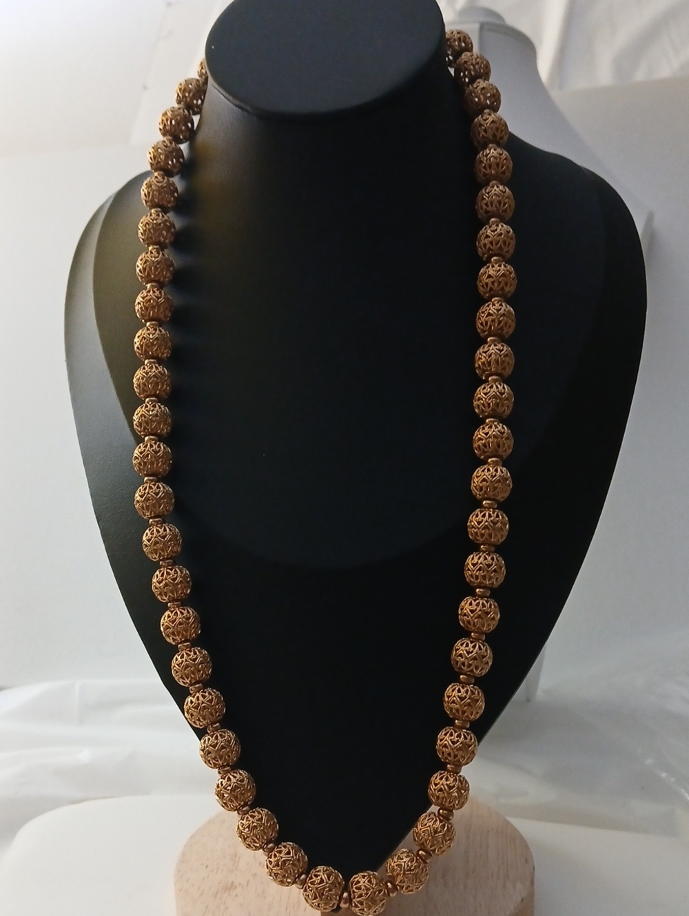 Vintage Signed Monet Filigree Bead Necklace
